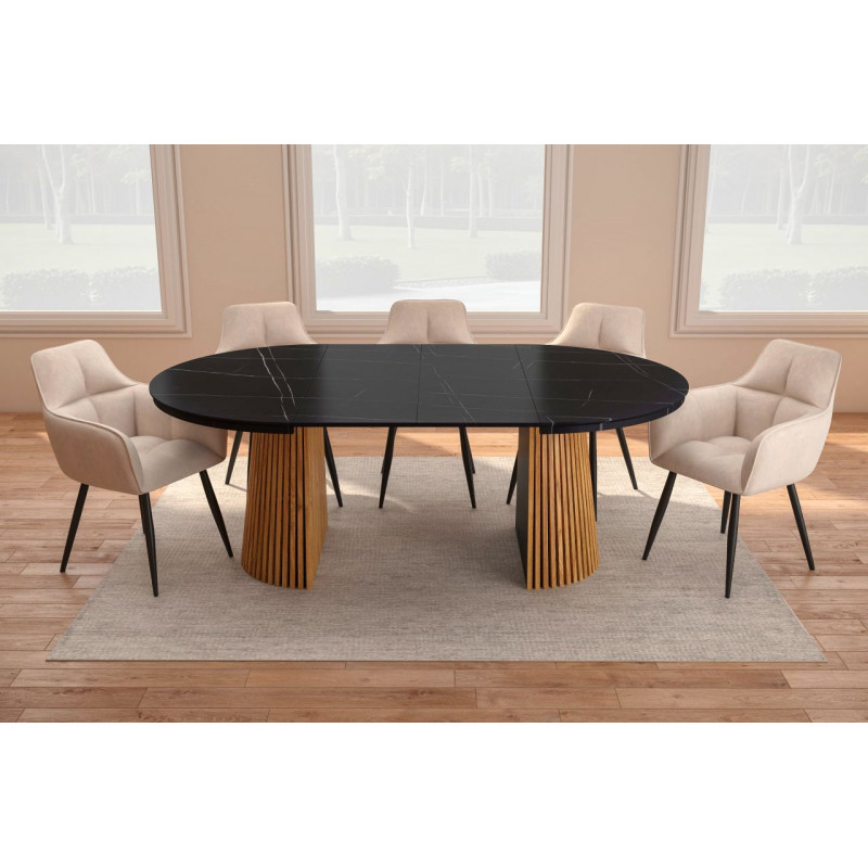 Table Spine Marbre Noir extensible – Golddeco