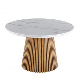 Table Spine Marbre Blanc extensible effet marbre blanc & aspect chêne