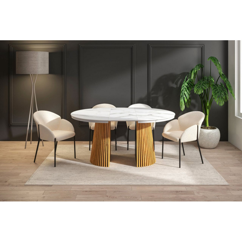 Table Spine Marbre Blanc extensible – Golddeco