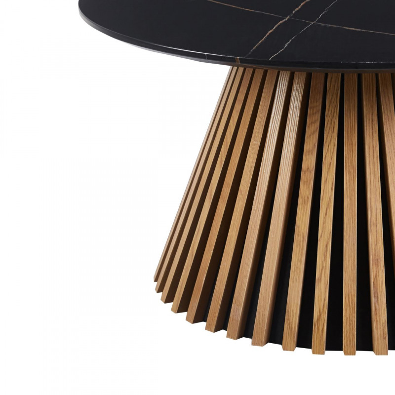 Table Basse Spine – Aspect marbre noir & chêne Golddeco