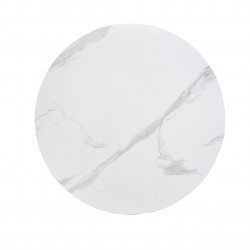 Table Basse SpineMarbre Blanc 80 cm – Plateau Marbre & Structure Chêne | Golddeco