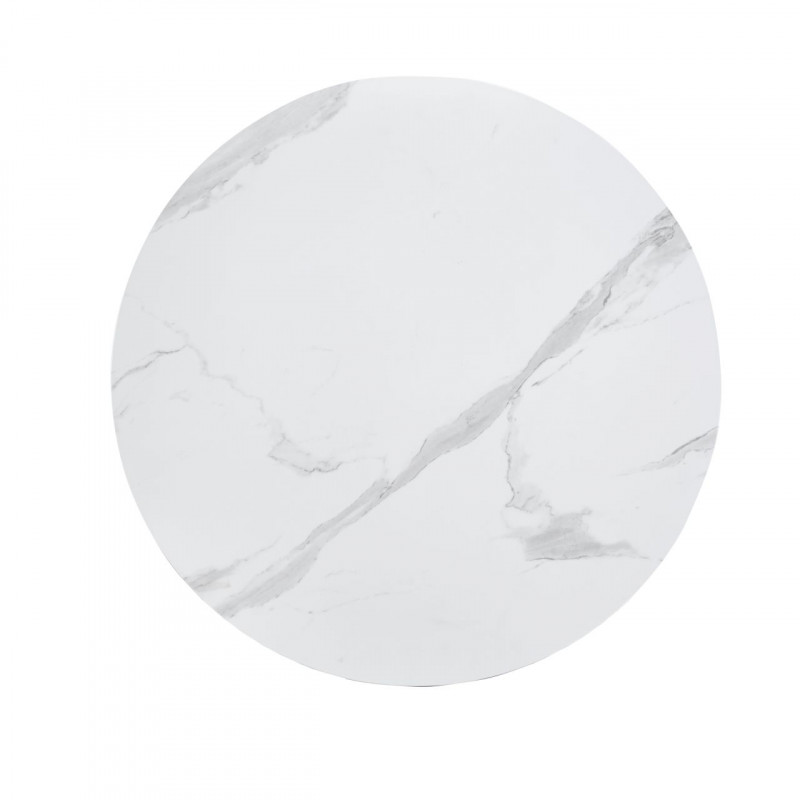 Table Basse SpineMarbre Blanc 80 cm – Plateau Marbre & Structure Chêne | Golddeco