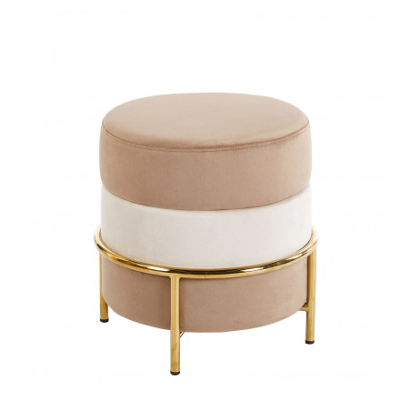 Pouf Matilda – Velours cappuccino & beige doré Golddeco