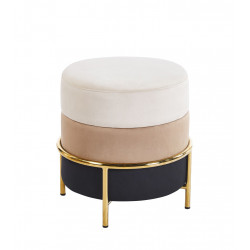 Pouf Matilda – Velours beige, cappuccino et noir doré