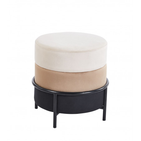 Pouf Matilda – Velours beige, cappuccino et noir