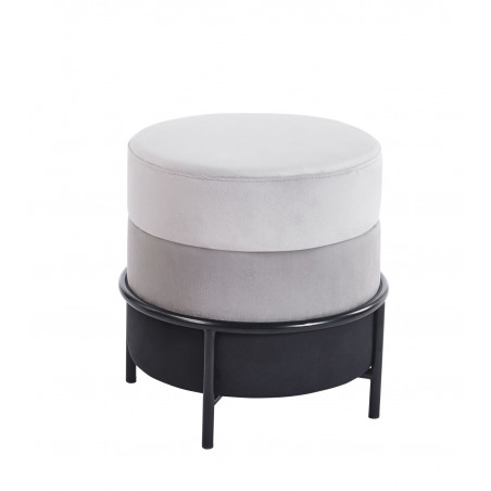 Pouf Matilda – Velours gris clair, gris et noir