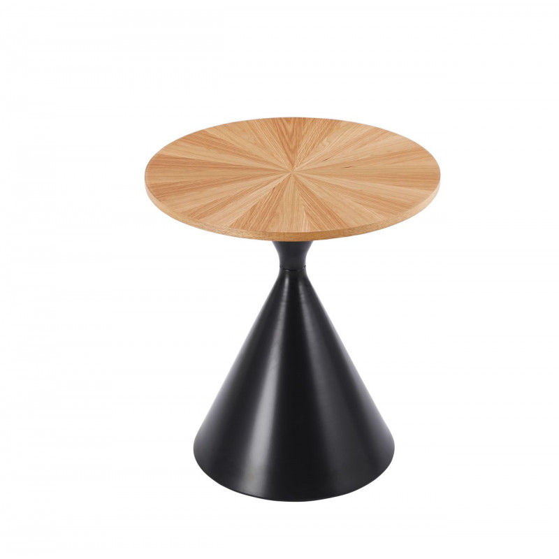 Table Basse ConeWood 50 cm – Chêne Naturel & Pied Noir | Golddeco