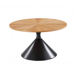Table Basse ConeWood 70 cm – Chêne Naturel & Noir | Golddeco