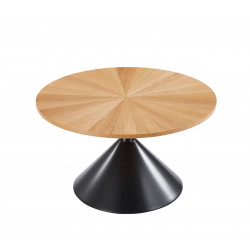 Table Basse ConeWood 70 cm – Chêne Naturel & Noir | Golddeco