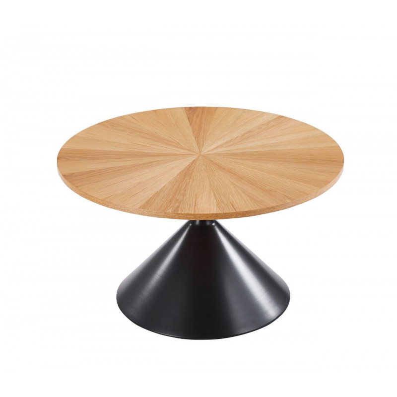 Table Basse ConeWood 70 cm – Chêne Naturel & Noir | Golddeco