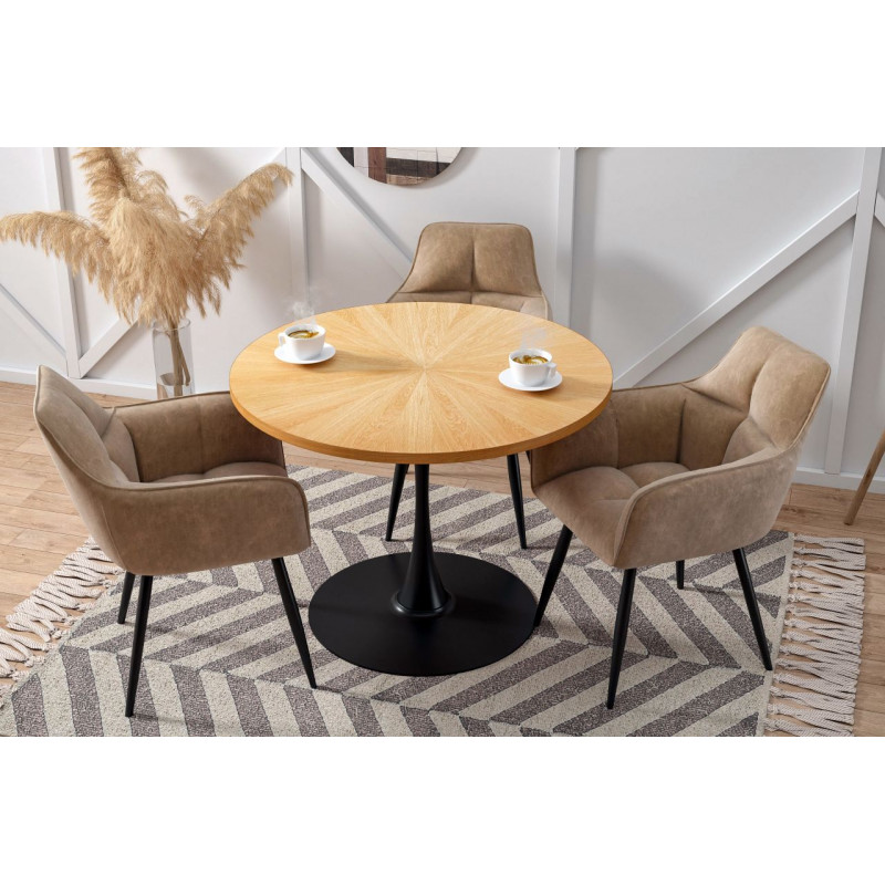 Table Tulip Chêne Naturel & Noir – Golddeco
