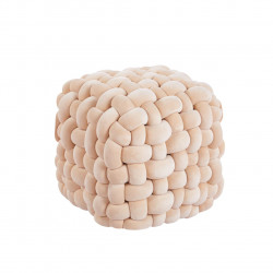 Pouf Tressé – Velours Beige Chic et Confortable