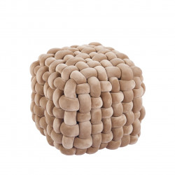 Pouf Tressé – Velours Duveteux Cappuccino