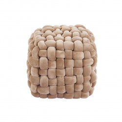 Pouf Tressé – Velours Duveteux Cappuccino