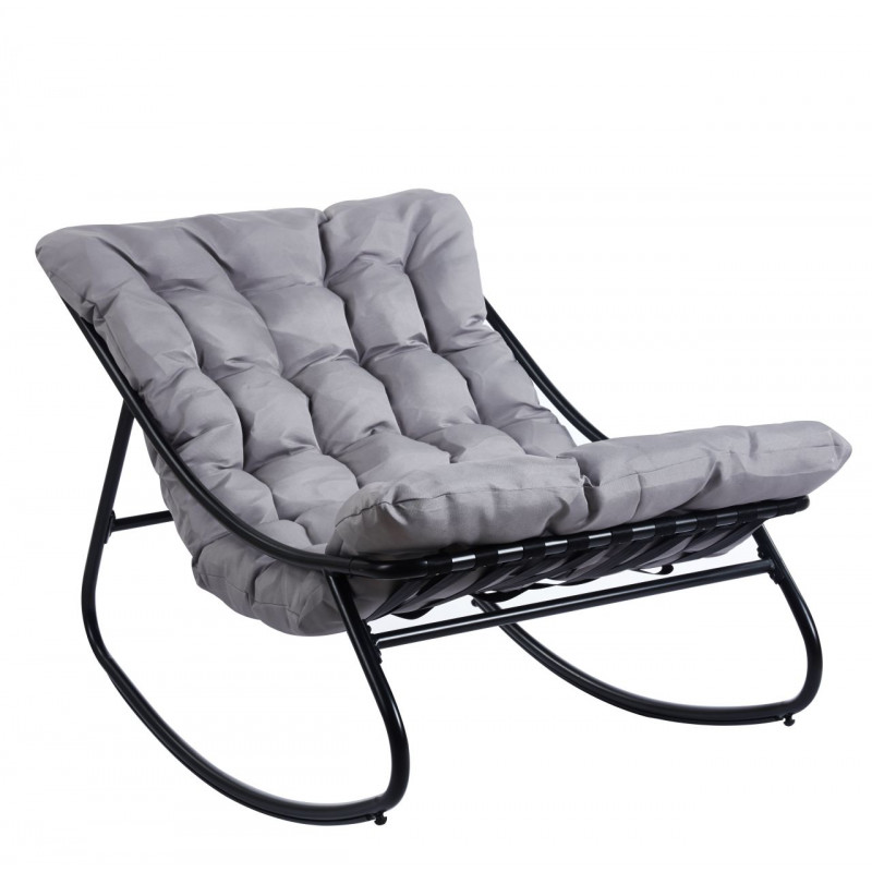 Fauteuil à bascule d’extérieur NÉA gris & noir – Confort et design