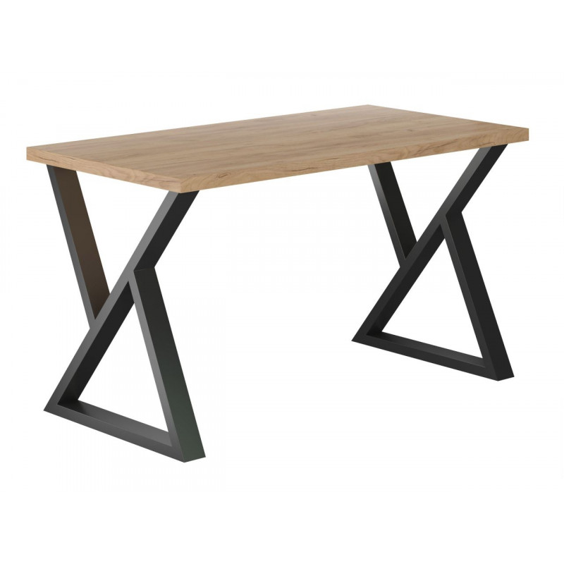 Table Louxor – Chêne doré & pieds noirs croisés Golddeco