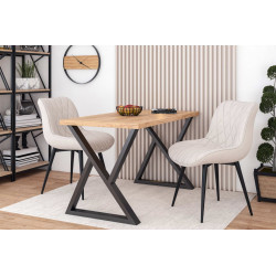 Table Louxor – Chêne doré & pieds noirs croisés Golddeco