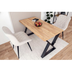 Table Louxor – Chêne doré & pieds noirs croisés Golddeco