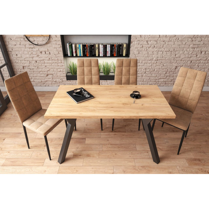 Table Alexandrie – Chêne doré & pieds noirs Golddeco