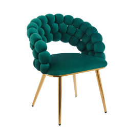 Chaise design Bubble en velours Vert – pieds aspect or