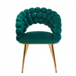 Chaise velours design Bubble verte – Pieds aspect or – Golddeco