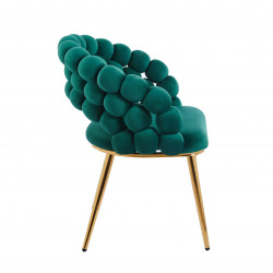 Chaise velours design Bubble verte – Pieds aspect or – Golddeco