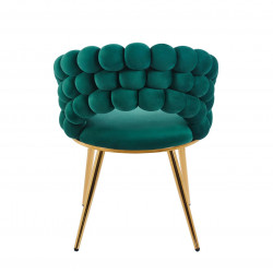 Chaise velours design Bubble verte – Pieds aspect or – Golddeco