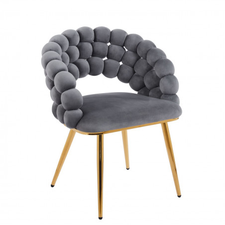Chaise Bubble velours gris & pieds dorés – Design Golddeco