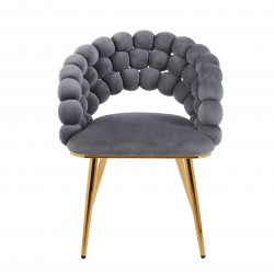 Chaise Bubble velours gris & pieds dorés – Design Golddeco