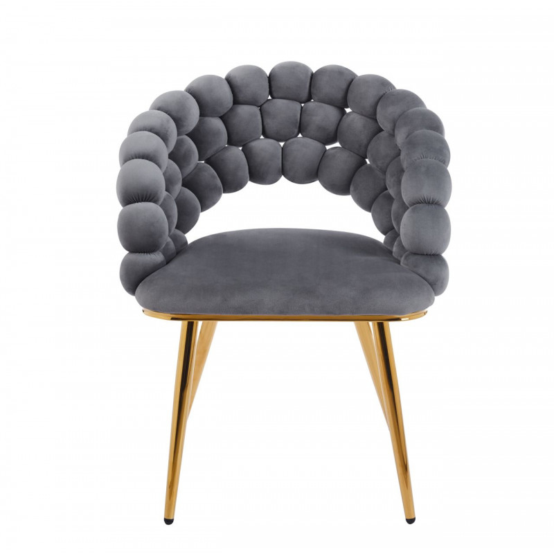 Chaise Bubble velours gris & pieds dorés – Design Golddeco