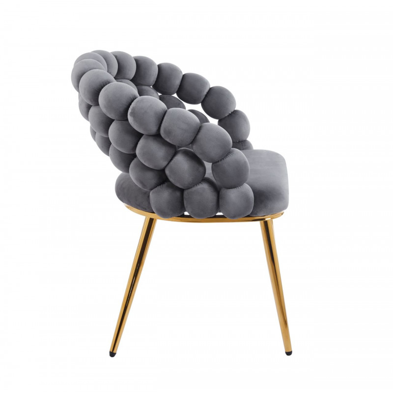 Chaise Bubble velours gris & pieds dorés – Design Golddeco