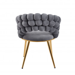 Chaise Bubble velours gris & pieds dorés – Design Golddeco