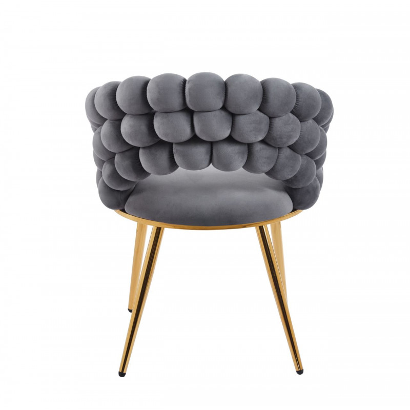 Chaise Bubble velours gris & pieds dorés – Design Golddeco