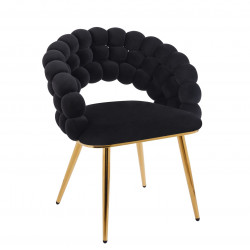 Chaise Bubble velours noir & pieds dorés – Design Golddeco