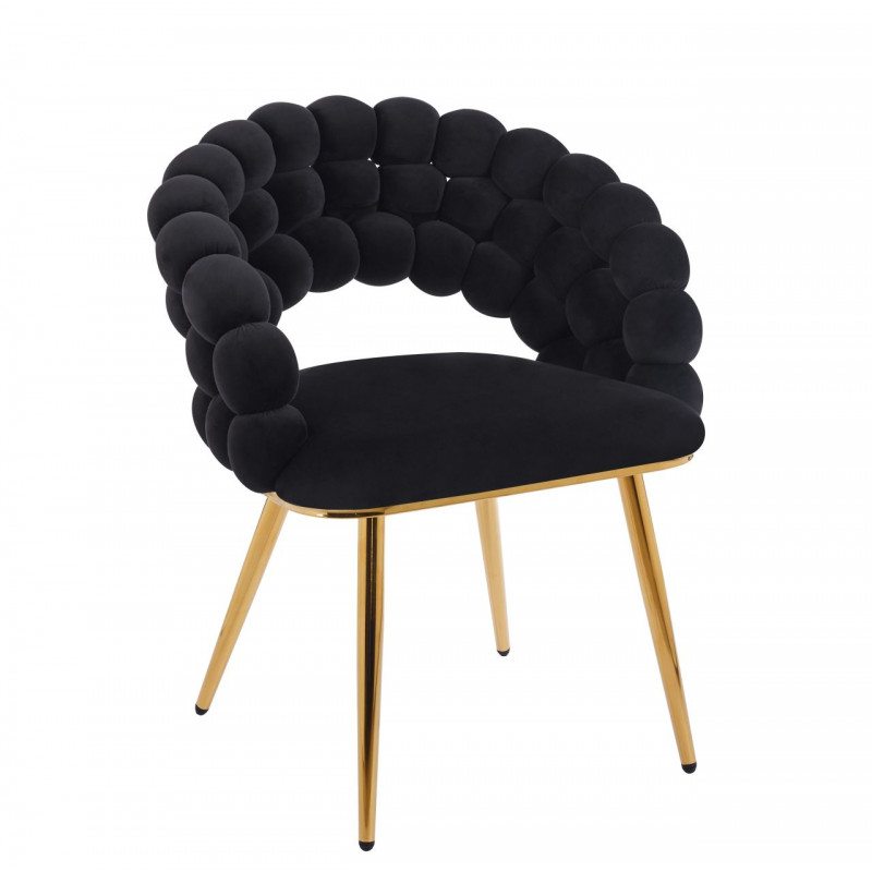 Chaise Bubble velours noir & pieds dorés – Design Golddeco