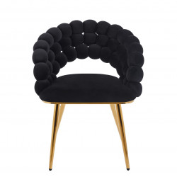 Chaise Bubble velours noir & pieds dorés – Design Golddeco