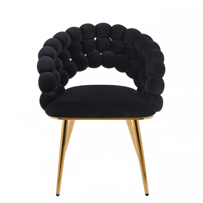 Chaise Bubble velours noir & pieds dorés – Design Golddeco