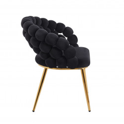 Chaise Bubble velours noir & pieds dorés – Design Golddeco