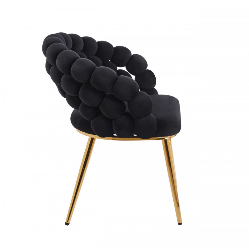 Chaise Bubble velours noir & pieds dorés – Design Golddeco