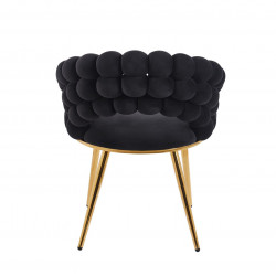 Chaise Bubble velours noir & pieds dorés – Design Golddeco
