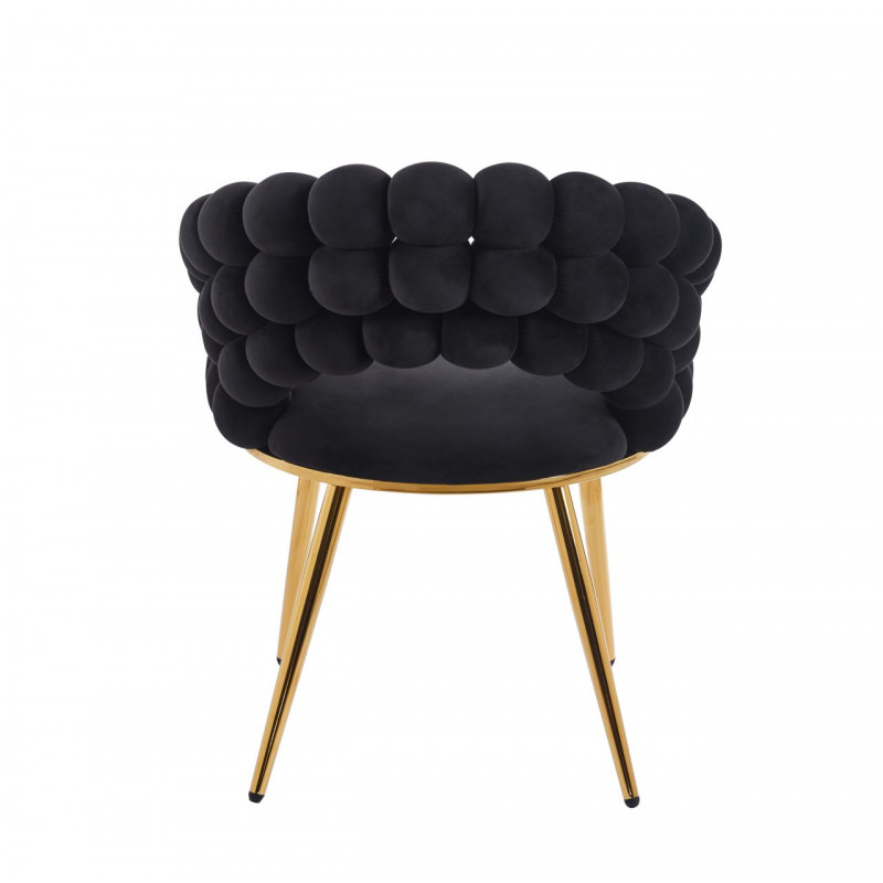 Chaise Bubble velours noir & pieds dorés – Design Golddeco