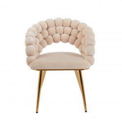 Chaise Bubble velours beige & pieds aspect doré – Design Golddeco