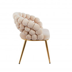 Chaise Bubble velours beige & pieds aspect doré – Design Golddeco