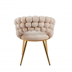 Chaise Bubble velours beige & pieds aspect doré – Design Golddeco