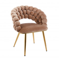Chaise Bubble velours cappuccino & pieds aspect or – Élégance Golddeco
