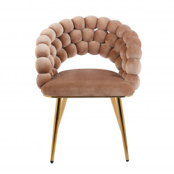 Chaise Bubble velours cappuccino & pieds aspect or – Élégance Golddeco