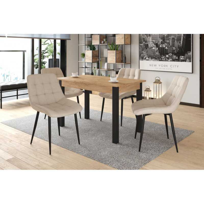 Chaise Victor velours beige – Élégance naturelle Golddeco