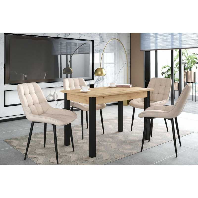 Chaise Victor velours beige – Élégance naturelle Golddeco