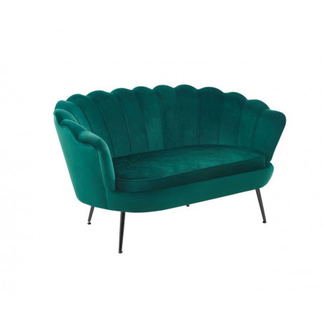 Canapé Coquillage en velours vert émeraude – Pieds noirs | Élégance Golddeco