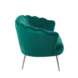 Canapé Coquillage en velours vert émeraude – Pieds argentés | Élégance Golddeco